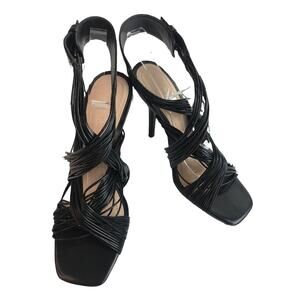 Zara Black High Heel Brand Strappy Open Toe Wrap Stiletto NWT $89 Size 37 US 6.5